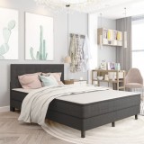 VidaXL Tăblie capitonată, gri &icirc;nchis, 140 x 200 cm, material textil
