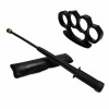 Set Autoaparare: Baston Telescopic Flexibil 47cm, Maner Tonfa, Box Negru 0.5cm, Otel, Negru, Ideallstore