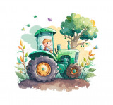 Cumpara ieftin Sticker decorativ Tractor, Verde, 51 cm, 5773ST, Oem