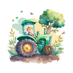 Sticker decorativ Tractor, Verde, 51 cm, 5773ST