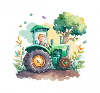 Sticker decorativ Tractor, Verde, 51 cm, 5773ST foto