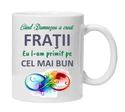 Cana alba personalizata &amp;quot;FRATE ...&amp;quot;, INOVATIX&amp;reg;. 330ml foto
