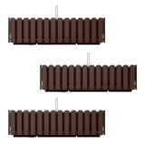 Set 3 jardiniere decorative cu suport metalic, sistem irigare,​​​​​​​ maro, 58x18x16.2 cm, Boardee Fencycase W GartenVIP DiyLine