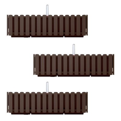 Set 3 jardiniere decorative cu suport metalic, sistem irigare,​​​​​​​ maro, 58x18x16.2 cm, Boardee Fencycase W foto