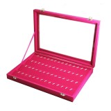 Cumpara ieftin Caseta Bijuterii Fuchsia, 56 compartimente, Time Veranda, 35x24 cm, Catifea, Geam Plexiglas, Pandantive, Cercei