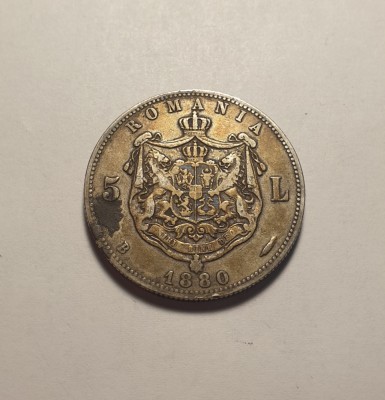 5 lei 1880 Kullrich pe Cerc Patina Frumoasa foto