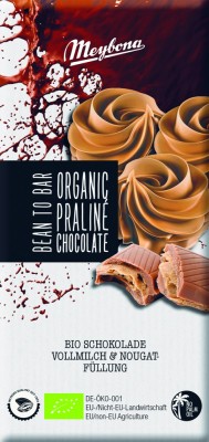Ciocolata cu lapte si crema de praline, bio, 100g, Meybona foto