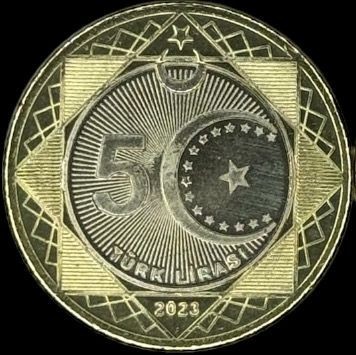 TURCIA 5 LIRA / LIRE 2023 , Centenary of the Republic of Turkiye , Bimetal , UNC