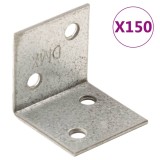 vidaXL Suporti Unghiulari Otel Zincat 30x25x30mm, 2mm, Set 150 Bucati, Montaj Mobilier, Argintiu