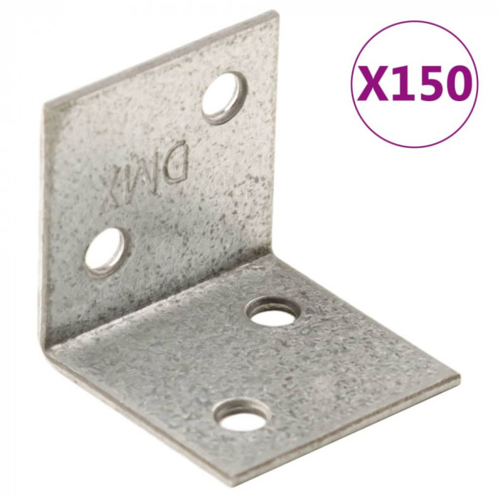 vidaXL Suporturi unghiulare 150 buc. 2 mm 30x25x30 mm oțel galvanizat