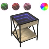 Cumpara ieftin Noptiera cu LED infinity, stejar sonoma, 40x40x49 cm
