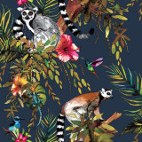 DUTCH WALLCOVERINGS Tapet model lemur, albastru petrol GartenMobel Dekor, vidaXL
