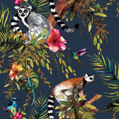 DUTCH WALLCOVERINGS Tapet model lemur, albastru petrol