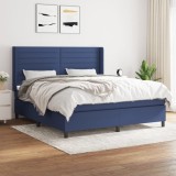 Cumpara ieftin Pat box spring cu saltea, albastru, 180x200 cm, material textil