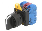 Comutator rotativ 22mm cu 2 poziții stabile - negru