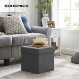Cumpara ieftin Taburet cu depozitare, Songmics, Gri, 38x38x38 cm