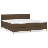 Cumpara ieftin Pat box spring cu saltea, maro inchis, 160x200 cm, textil