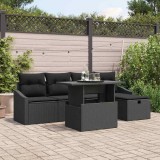 Cumpara ieftin Set de canapele pentru grădină cu pernă 6 pcs Negru Rattan poli