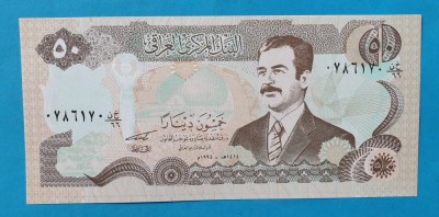 50 Dinari Irak - Sadam Husein - Bancnota SUPERBA - UNC foto