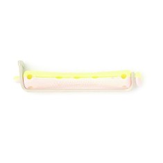 Set 12 bucati bigudiuri din plastic cu elastic pentru permanent Roz&amp;Galben 60 mm x 7 mm grosime