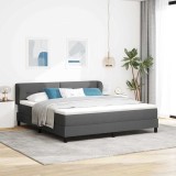VidaXL Pat boxspring cu saltea Gri &icirc;nchis 180 x 200 cm țesătură