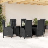 Cumpara ieftin Gossi set mobilier de gradina cu perne, 7 piese, negru, poliratan