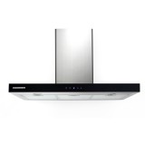 Hota decorativa DCH-6590TIX, Putere absorbtie 642.4 m3/h, 1 motor, 90 cm, Control touch, Timer, Inox + front sticla neagra, Heinner