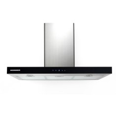 Hota decorativa DCH-6590TIX, Putere absorbtie 642.4 m3/h, 1 motor, 90 cm, Control touch, Timer, Inox + front sticla neagra