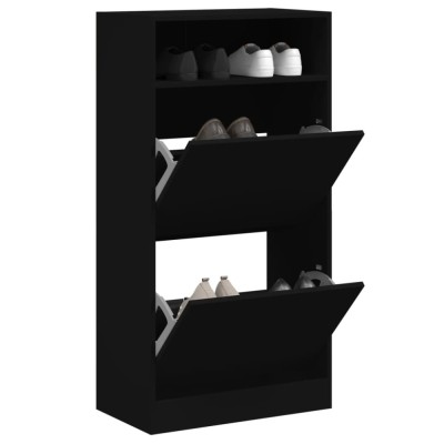 Gossi pantofar, negru, 60x34x116 cm, lemn compozit foto
