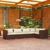 Gossi set mobilier de gradina cu perne, 5 piese, maro, poliratan
