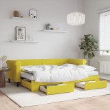Cumpara ieftin Pat de zi cu extensie și sertare, galben, 80x200 cm, catifea