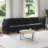 vidaXL Set de mobilier pentru living cu pernă 4 pcs Negru Catifea 3413754