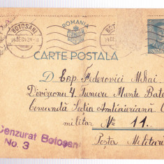 AMS# - CARTE POSTALA CENZURAT BOTOSANI - NR. 3, 1942