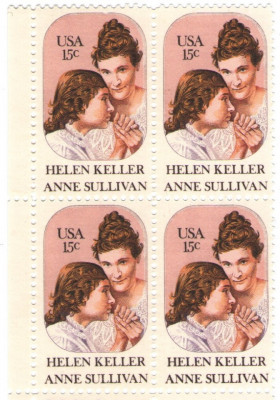 Statele Unite 1980 - Helen Keller and Anne Sullivan, neuzata de 4 foto