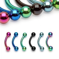 Piercing din titan anodizat pentru spranceana - Dimensiune: 1,2 mm x 8 mm x 3x3 mm, Culoare Piercing: Curcubeu foto