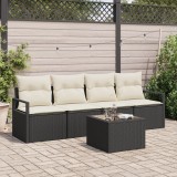 Set canapea de grădină vidaXL 5 piese cu perne Negru Ratan Sintetic