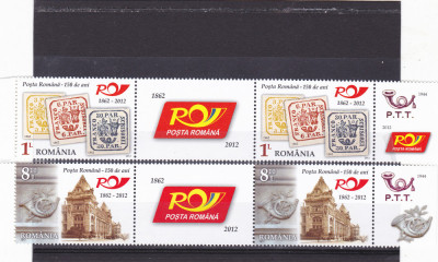 POSTA ROMANA ,SERII CU VINIETA IN TRIPTIC SI TABS, 2012,MNH.ROMANIA. foto