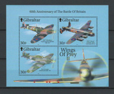 Gibraltar 1999 MNH, nestampilat - Mi. bl 43 - Pasari de prada, avioane militare foto
