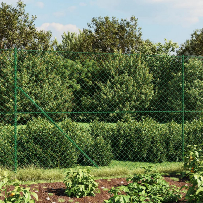 vidaXL Gard plasă de s&acirc;rmă cu bordură, verde, 2,2x25 m