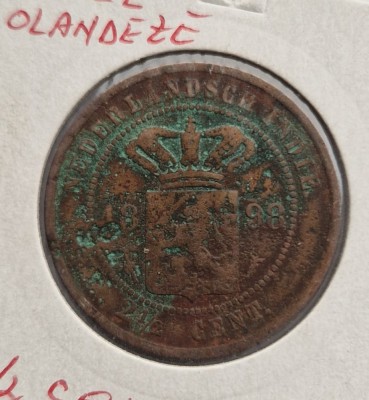 Indiile Olandeze de Est 2 1/2 Cents 1898 moneda cupru km # 308 foto