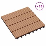 Placi Podea WPC VidaXL, 30x30cm, 1mp, 11 Bucati, Culoare Tec, Sistem Interconectare, Rezistente Apa, Terasa, Balcon