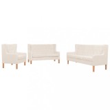 vidaXL Set de canapele, 3 piese, material textil, alb crem