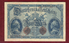 Bancnota Germania - FUNF MARK - 5 MARK 1914 foto