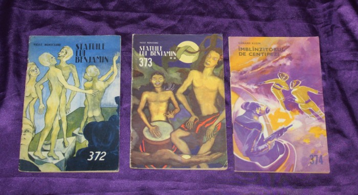 lot 3 reviste CPSF nr 372, 373, 374 Vasile Manuceanu &ndash; Statuile lui Beniamin 1-3 colectia de povestiri stiintifico fantastice anticipatia