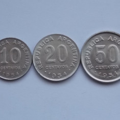 LOT 3 MONEDE 10,20,50 CENTAVOS 1954 ARGENTINA