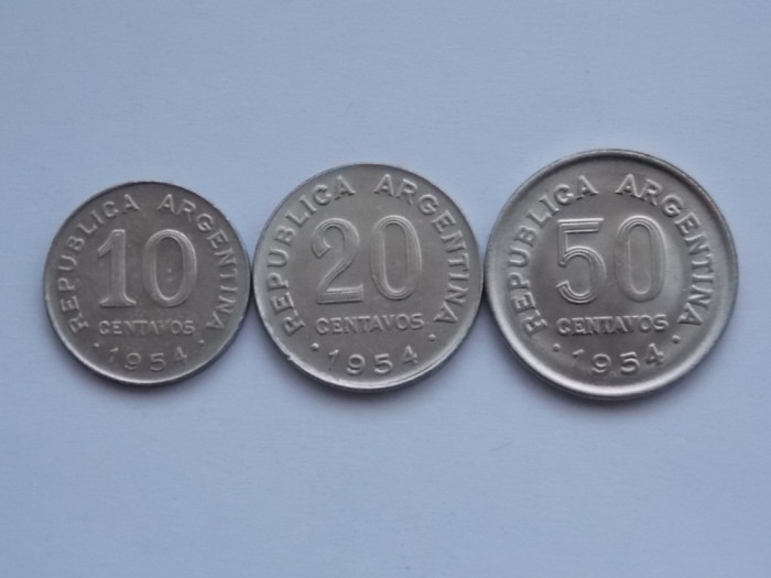 LOT 3 MONEDE 10,20,50 CENTAVOS 1954 ARGENTINA