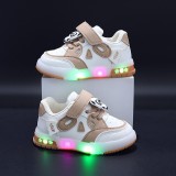 Adidasi crem cu alb cu luminite - Panda (Marime Disponibila: Marimea 29)