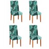 Set 4 huse pentru scaun, marime universala, poliester si spandex, verde cu model floral Household NewTrend