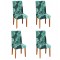 Set 4 huse pentru scaun, marime universala, poliester si spandex, verde cu model floral Household NewTrend