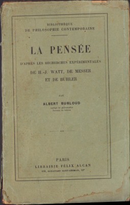 HST C2160 La pensee d&amp;#039;apres les recherches experimentales de HJ Watt de Messer foto